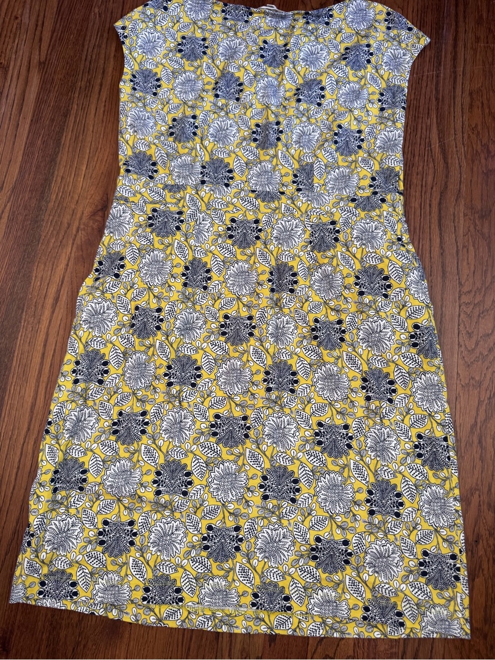 * Boden Yellow and navy print casual dress - Picture 2 of 4